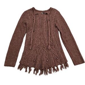 Prana Sweater Women's Brown Size XS‎ Cable Knit Front Stretch Long Sleeve